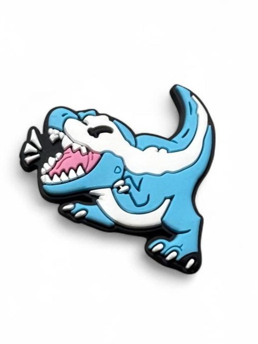 Blue White T-Rex Shoe Charm | Silicone Rubber One Size